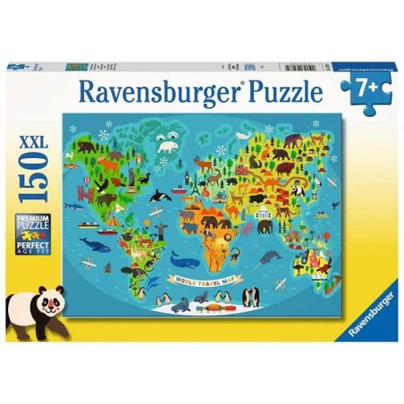 Ravensburger Dieren-wereldkaart puzzel 150 stukjes