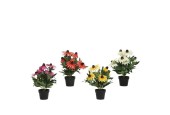 Decoris Kunstplant in po  Echinacea 'Zonnehoedje' polyester 20x20x30cm 4 assorti kleuren