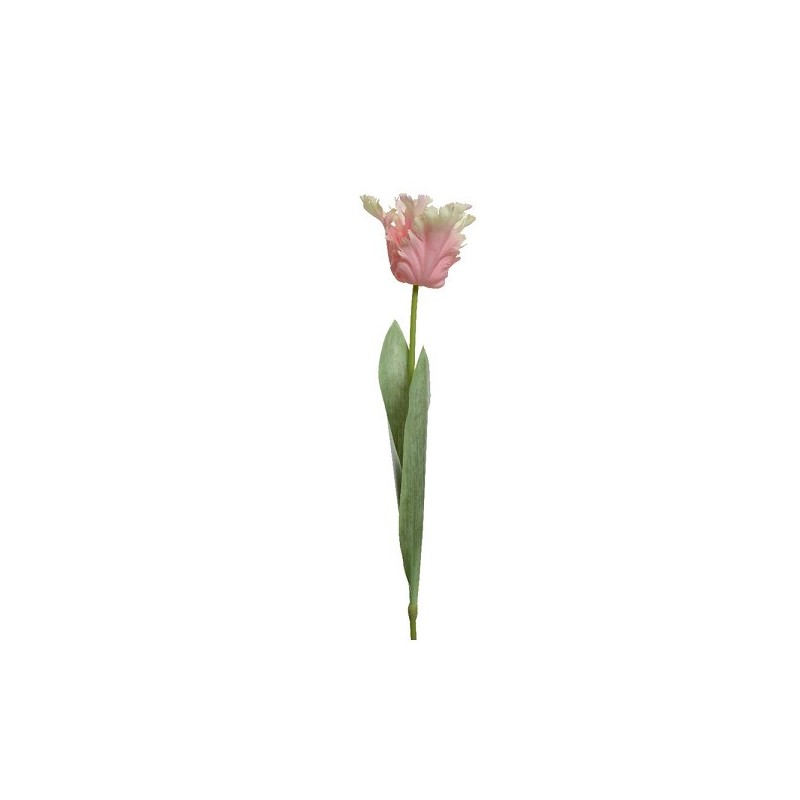Decoris Tulp op steel polyester 13x10x68cm zacht roze