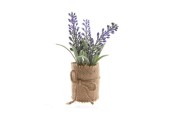 Decoris Kunstplant Lavende plantl in jute 5x5x12cm lila