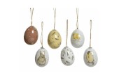 Decoris Paasei Lente Dieren 6 delig dia4x6cm geel/wit /terra kleuren
