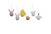 Decoris Paasei in vorm van dieren dia4c6cm 6 assorti dessins