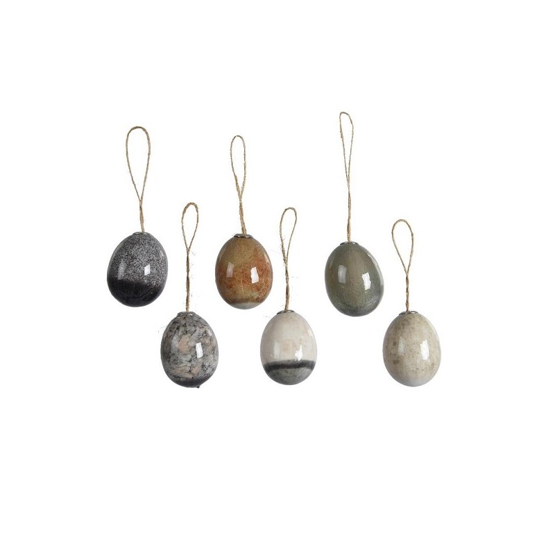 Decoris Paasei Granietlook 6-delig dia.4x6cm grijs tinten
