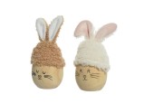 Decoris Paasei konijn polyester dia5,7x13cm 2 assorti