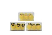 Decoris Kuiken chenille met bril 3-delig 3x3x4cm 3 assorti