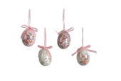 Decoris Paasei met bloem decoratie 6-delig dia4x6cm
