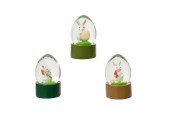 Decoris Schudbol met konijn van polyresin dia.4,2x7cm 3 assorti