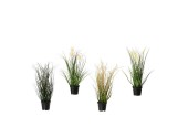 Decoris kunstplant gras sorten in pot PVC plume - grass - cattail - dandelion dia.15x30cm 4 assorti