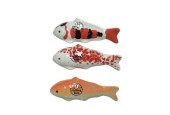 Decoris Decoratieve Beeld Drijvende Vis porselein 11x3,3x4cm 3 assorti