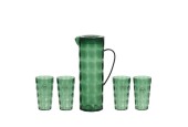 Decoris Schenkkan met glazen 5 delig set kunststof 1700ml 16x10x28,7cm groen