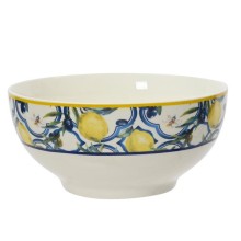 Decoris Schaal Citroen dessin porselein dia.15x7cm blauw/geel