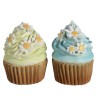Decoris Decoratieve Beeld Cupcakes van polyresin 7x7x9cm 2 assorti handgemaakt
