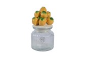 Decoris Voorraadpot met Citroen deksel glas/aardewerk dia 11x19cm