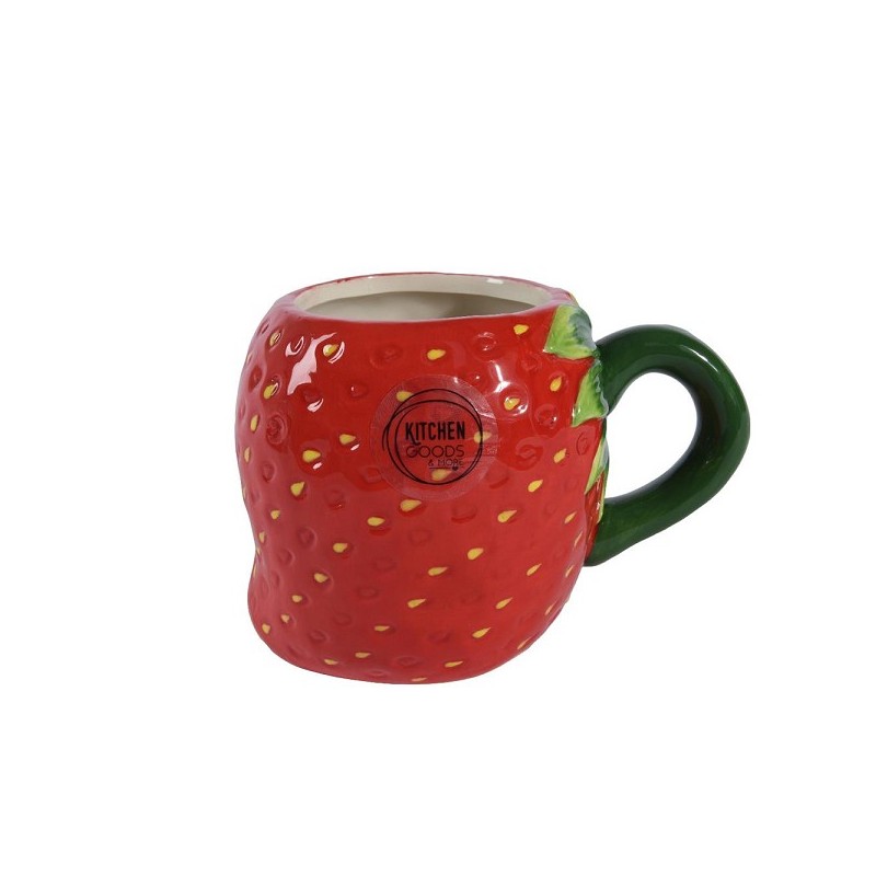 Decoris Mok Aardbei van dolomiet 14x9,5x10cm