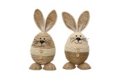 Decoris Decoratieve Paas Beeld Konijn jute natural 10x9x18cm Handgemaakt