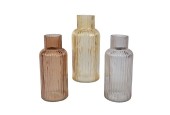 Decoris Vaas van ribbel reliëf glas dia.9x20,5cm 3 assorti