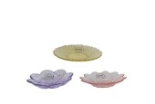 Decoris Bord Bloem met goud van glas dia 12cmx 1,5cm glas 3 assorti kleuren