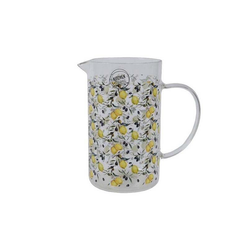 Decoris Schenkkan met Citroen dessin glas 1080ml 10x14x17cm