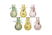 Decoris Vaas van glas met reliëf en decoratie dia.6,5x11,5cm in 6 assorti