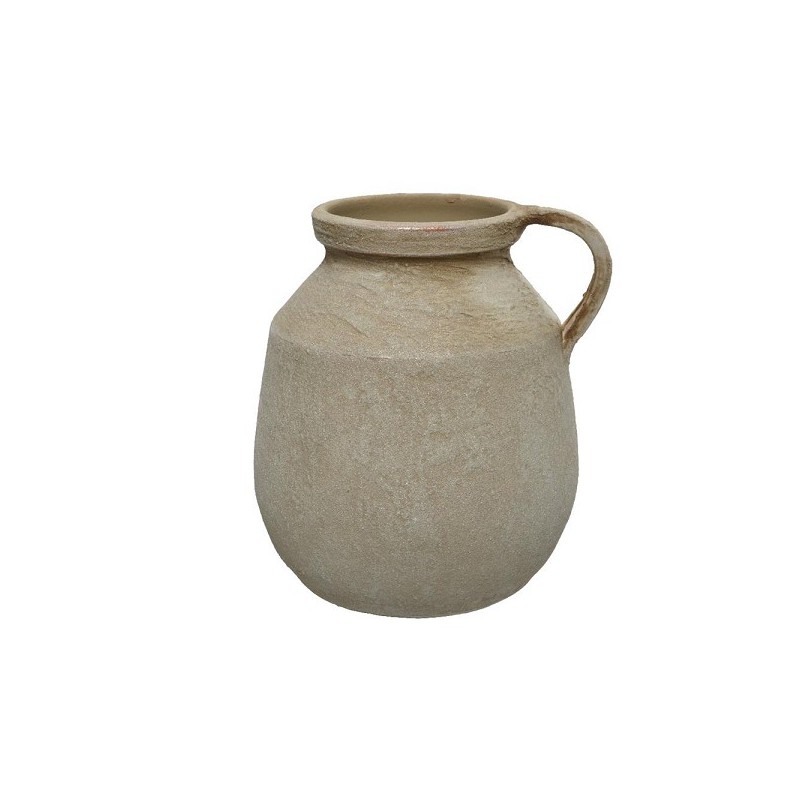 Decoris Kruik van terracotta dia22x25cm hangemaakt grijs