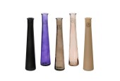 Decoris Vaas van recycled glas dia.7x32cm 5 assorti kleuren