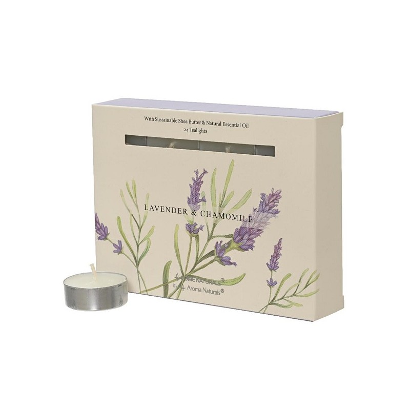 Decoris Theelichten met geur Lavendel en Kamille 12 stuks in giftbox, 4 brand uren