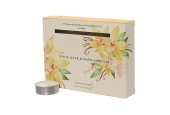 Decoris Theelichten met geur White Musk en Warme Vanille 12 stuks in giftbox, 4 brand uren