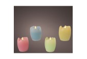 Lumineo LED kaars Wax Eivorm voor binnen met vlameffect en timer dia6x7,2cm 4 assorti kleuren