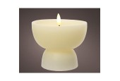 Lumineo LED kaars Vaas voor binnen met vlameffect en timer dia10x12,5cm creme werkt op 2xAA batterijen (excl)