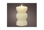 Lumineo LED kaars Vaas voor binnen met vlameffect en timer dia7,5x14,5cm terra werkt op 2xAA batterijen (excl)