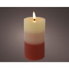 Lumineo LED kaars met kleurverloop voor binnen met vlameffect en timer dia7x11cm terra werkt op 2xAAA batterijen (excl)