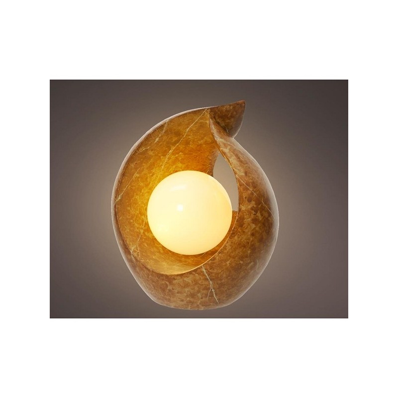 Lumineo Solar Tafellamp Abstract marmerlook 17x13x19cm polyresin 8 werkuren bruin