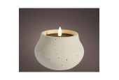 Lumineo LED kaars voor buiten beton met vlameffect en timer dia12x8cm creme werkt op 2xAA batterijen (excl)