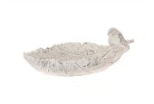 HBX Living Vogelvoederbak blad met vogel beton 25x23x9cm grijs