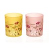 HBX Living Theelichthouder Medulin met bloemen dessin dia7x8,2cm 2 assorti geel of roze