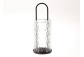 HBX Lving Lantaarn Lutro van glas en zwart metaal dia10x27,5cm