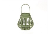 HBX Living Lantaarn met glas van hout dia15,5x15cm groen