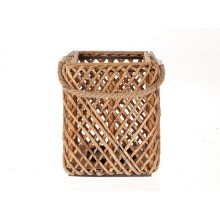 HBX Living Lantaarn Sentio met glas van gras 20x20x25cm bruin