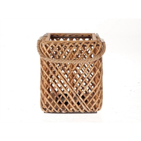 HBX Living Lantaarn Sentio met glas van gras 20x20x25cm bruin