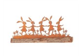 HBX Living Decoratieve Beeld Konijen Gamby metaal met hout 24cmx9cm roest bruin