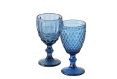 Boltze Home Wijnglas 'Aurora' gekleurde glas blauw dia8,5x17cm 2 ass Vaatwasmachinebestendig 2 assorti