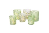 Boltze Home Theelichthouder 'Zitronella'  Glas 2-delig klein dia7x8cm groot dia8x10cm 3 assorti dessins