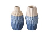 Boltze Home Vaas 'Inma' aardewerk blauw dia12x21cm 2 assorti