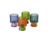 Boltze Home Theelichthouder 'Glance' Glas gelakt dia6x7,5cm 4 assorti veel gekleurd