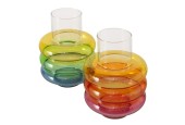 Boltze Home Vaas 'Rainbow' glas 16x16x24cm 2 assorti