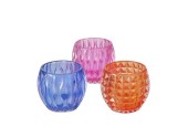 Boltze Home Theelichthouder 'Aliza' glas dia.9,5x8,5cm 3 assorti vele kleuren