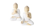 Boltze Home Decoratief Beeld Boeddha 'Jamory' polyresin 6x4,5x8,5cm wit 2 assorti