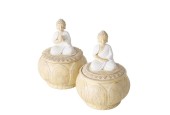 Boltze Home Voorraadpot 'Jamory' polyresin dia.10x14cm off-white 2 assorti