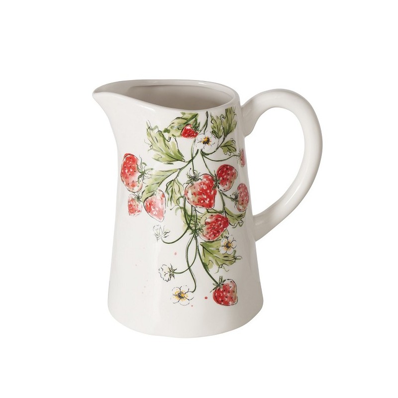 Boltze Home Schenkkan Aardbei dolomite 1250 ml 22x15x22cm Vaatwasmachinebestendig handgemaakt.