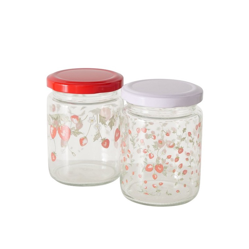 Boltze Home Voorraadpot 'Emily' aardbei glas 240ml dia.7x9cm 2 assorti